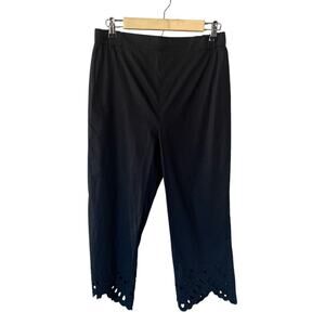 Guillaume Black Cotton Eyelet Ankle Crop Pants Small